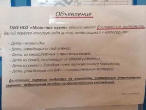 Перечень документов для получения молочной кухни