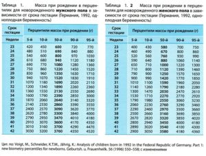 Вес плода в 25 недель беременности таблица