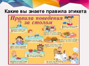 Правила поведения для детей за столом