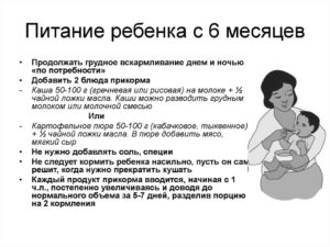 6 месяцев ребенку кормление