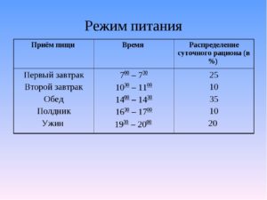 Режим питания по часам взрослого человека