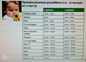 Режим ребенка в 11 месяцев таблица