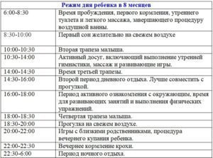 Режим 8 месяцев ребенку