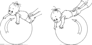 Занятия на фитболе с грудничком 4 месяцев