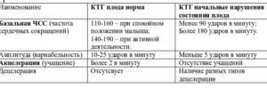 Ктг плода норма 33 недели