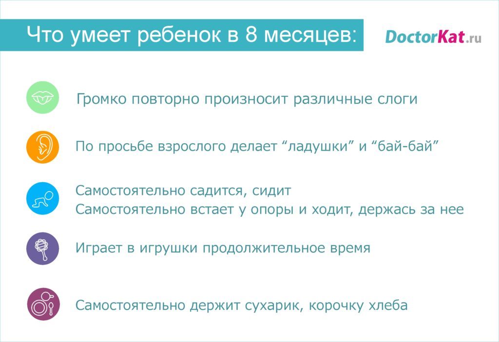 Что ребенок умеет в 8 мес?
